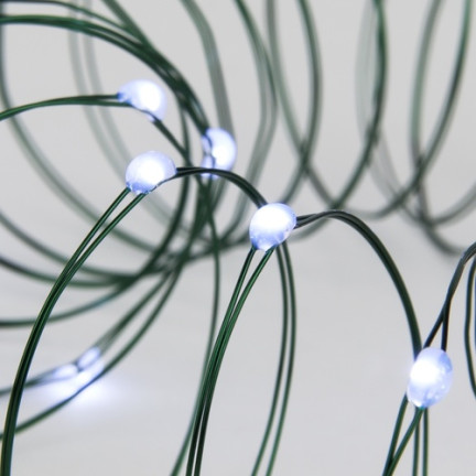 TG73524-1 vánoční světýlka, zelený drát, na baterie, studené bílé světlo, 40 LED