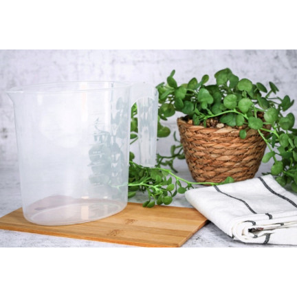 HOB081207 kuchyňský hrnek s odměrkou, 1 l, oválný, průhledný