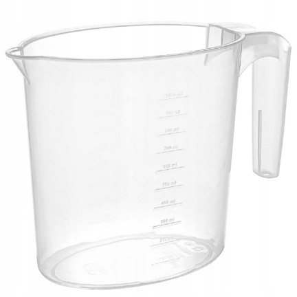 HOB081207 kuchyňský hrnek s odměrkou, 1 l, oválný, průhledný