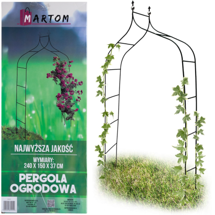 Perg-N6078 zahradní pergola, kovová oblouková, pro růže, květiny a popínavé rostliny, 240 cm