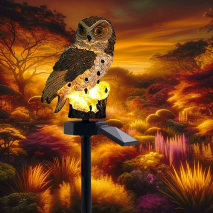 TG71281 solární lampa ve tvaru sovy, zahradní LED lampa, zapichovací lampa, zahradní dekorace