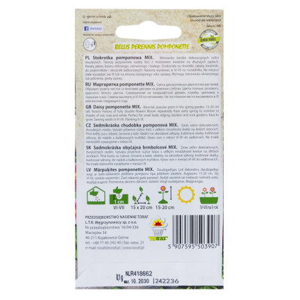 R3907 Sedmikráska pomponová – směs semen 0,1 g, barevné květy