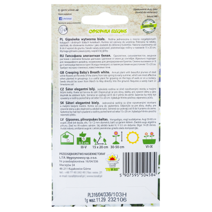 R4584 GYPSOPHILA BÍLÁ 1G SEMENA GYPSOPHILA KVĚTINY PRO ZÁHONY SKALKY
