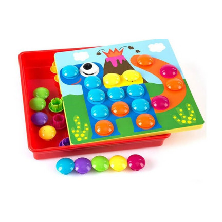 TG67283 skládanka s knoflíky, vzdělávací mozaika, houbičky, puzzle, špendlíky, montessori hra