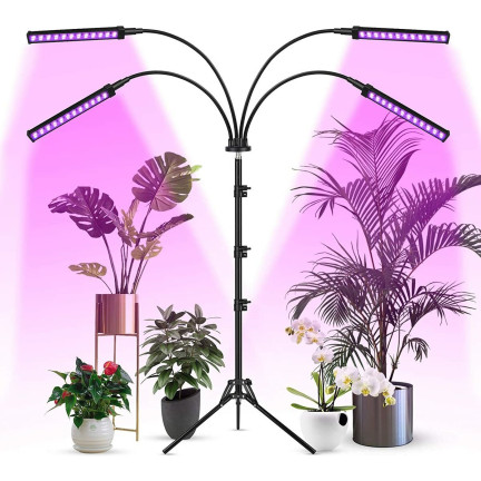 IM012 lampa pro pěstování rostlin a doplňkové osvětlení, velká, 4 panely, dálkové ovládání, časovač, stojan