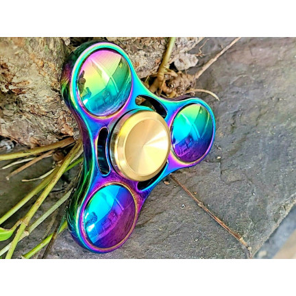 Fidget spinner – kovový spinner s duhovým leskem