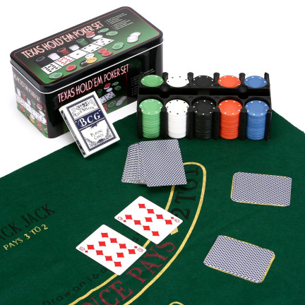 ZW33 sada na poker, 200 dílů, včetně podložky a karet pro hru Texas Hold'em