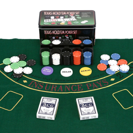 ZW33 sada na poker, 200 dílů, včetně podložky a karet pro hru Texas Hold'em