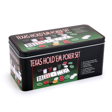 ZW33 sada na poker, 200 dílů, včetně podložky a karet pro hru Texas Hold'em