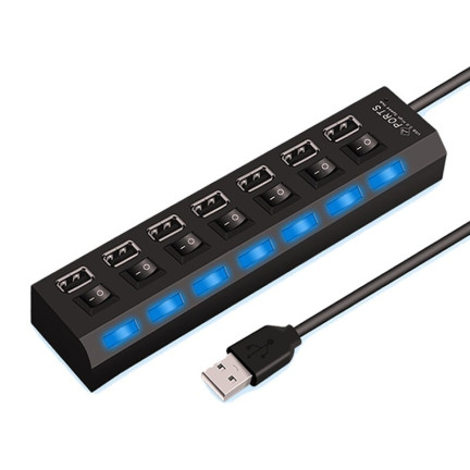 USB rozbočovač 2.0, s 7 porty, samostatné vypínače