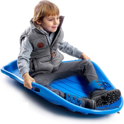 ISDM-3005U Sáňkový kluzák VELKÝ SLED BOBSLE SLIDE se sněhovými držadly MODRÁ