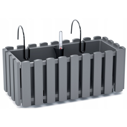 DDEF400W-405u balkonová truhlíková nádoba 38 cm s úchyty, šedá, s měřičem vlhkosti, kamenná