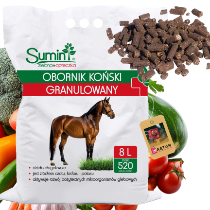 Hnojivo – koňský hnůj, granulované, přírodní, univerzální, Sumin, 8 l