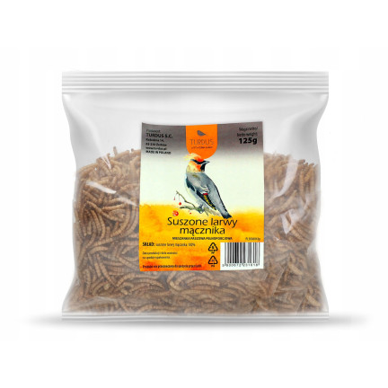 Sušené larvy moučky pro ptáky, krmivo s vysokým obsahem bílkovin, 125 g