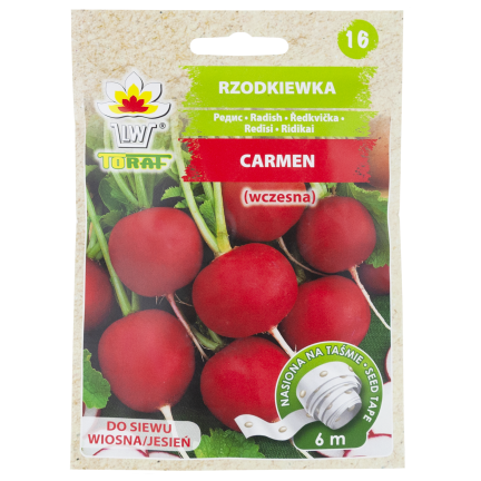 T8339 ředkvička na semenné pásce 6 m, semena ředkvičky kulaté, jemné chuti