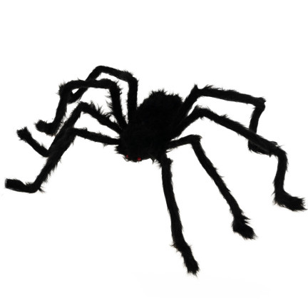 Umělý pavouk, plyšový, černý, obří tarantule, halloweenská dekorace, 90 cm
