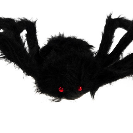 Umělý pavouk, plyšový, černý, obří tarantule, halloweenská dekorace, 90 cm
