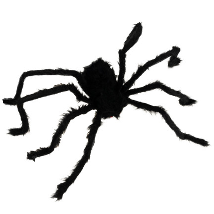 Umělý pavouk, plyšový, černý, obří tarantule, halloweenská dekorace, 90 cm