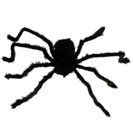Umělý pavouk, plyšový, černý, obří tarantule, halloweenská dekorace, 90 cm