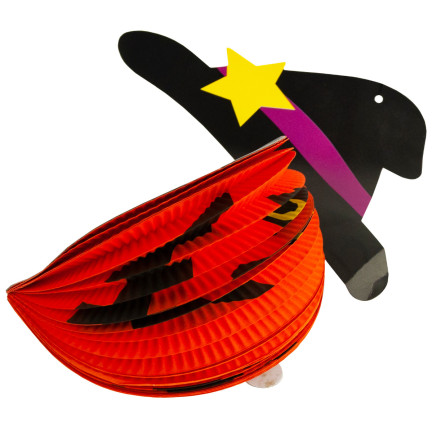 Halloweenská závěsná dekorace, papírová, oranžová, dýně, skládací závěs, 25 cm