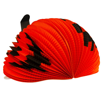 Halloweenská závěsná dekorace, papírová, oranžová, dýně, skládací závěs, 25 cm