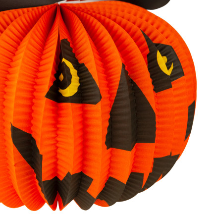 Halloweenská závěsná dekorace, papírová, oranžová, dýně, skládací závěs, 25 cm