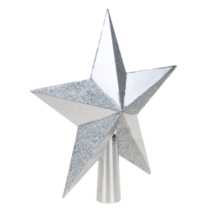 TG57479-1 špička na vánoční stromeček – stříbrná hvězda, stříbrná nerozbitná hvězdička, ozdoba na vánoční stromeček