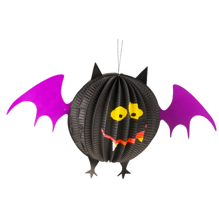 Závěsný netopýr, papírový, černý, závěsná dekorace, Halloween, 25 cm