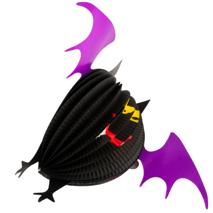Závěsný netopýr, papírový, černý, závěsná dekorace, Halloween, 25 cm