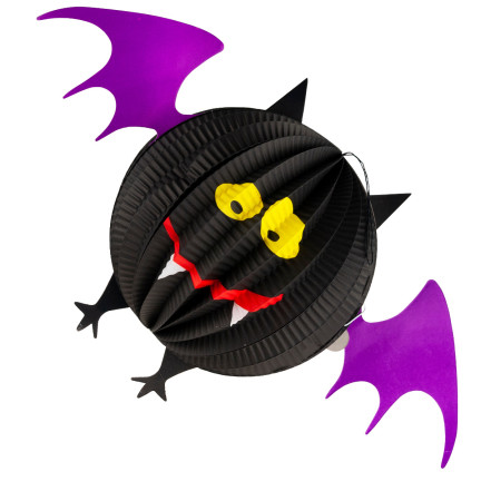 Závěsný netopýr, papírový, černý, závěsná dekorace, Halloween, 25 cm