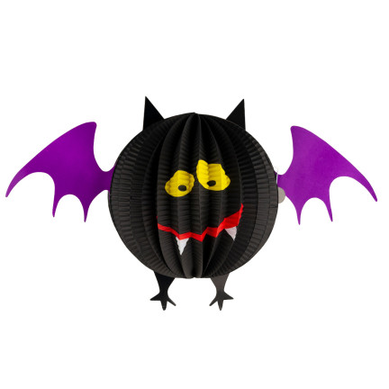 Závěsný netopýr, papírový, černý, závěsná dekorace, Halloween, 25 cm