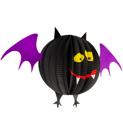 Závěsný netopýr, papírový, černý, závěsná dekorace, Halloween, 25 cm