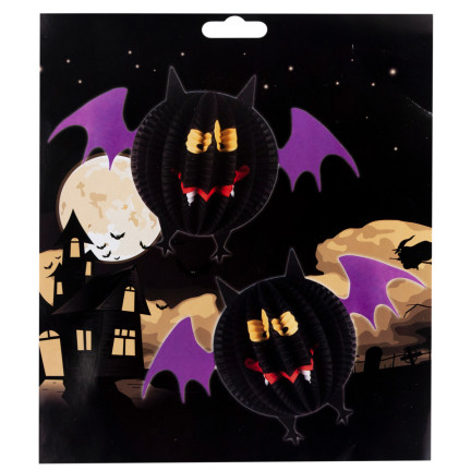 Závěsný netopýr, papírový, černý, závěsná dekorace, Halloween, 25 cm