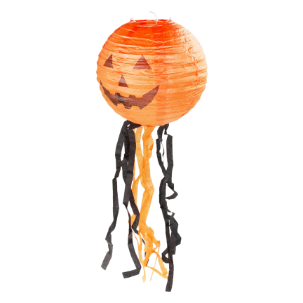 Závěsná dýňová lucerna, papírová, oranžová, ve tvaru dýně, halloweenská dekorace, 50 cm