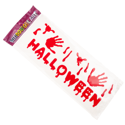 Krvavý transparent, nápis na sklo, z gelu, červený, halloweenská dekorace, 38 cm x 15 cm