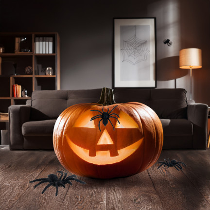 Umělé pavouky, černé, halloweenská dekorace, realistické, 6 ks/sada