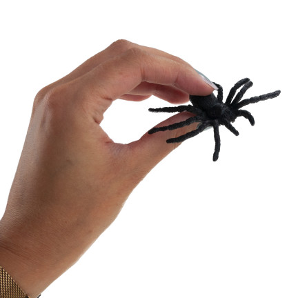 Umělé pavouky, černé, halloweenská dekorace, realistické, 6 ks/sada