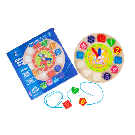 TG50015 dřevěné hodiny pro výuku číslic, kostky, puzzle