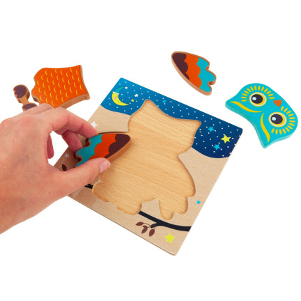 TG50029 dřevěné puzzle – sova, logická vzdělávací skládačka pro děti