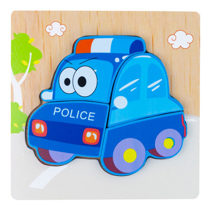 TG50030 dřevěné kostky, vzdělávací skládačka, puzzle, montessori figurky, policie, auto