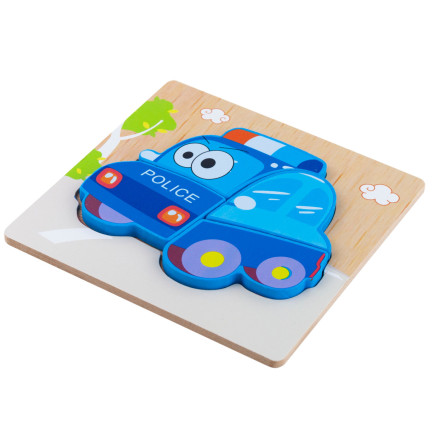 TG50030 dřevěné kostky, vzdělávací skládačka, puzzle, montessori figurky, policie, auto