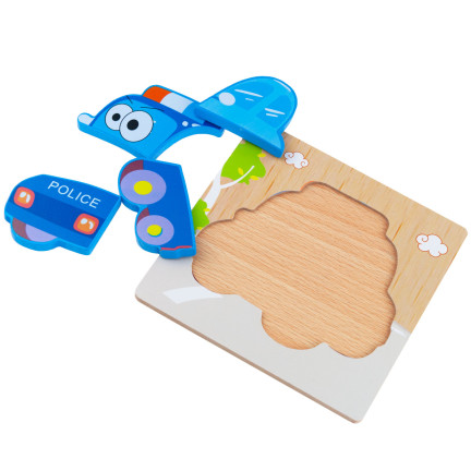 TG50030 dřevěné kostky, vzdělávací skládačka, puzzle, montessori figurky, policie, auto