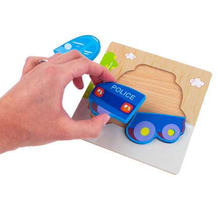 TG50030 dřevěné kostky, vzdělávací skládačka, puzzle, montessori figurky, policie, auto