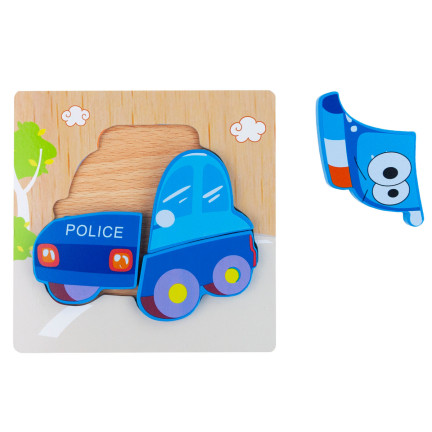 TG50030 dřevěné kostky, vzdělávací skládačka, puzzle, montessori figurky, policie, auto