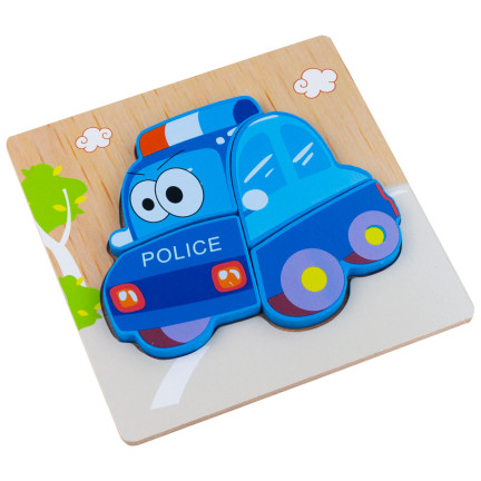 TG50030 dřevěné kostky, vzdělávací skládačka, puzzle, montessori figurky, policie, auto