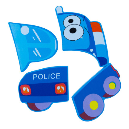 TG50030 dřevěné kostky, vzdělávací skládačka, puzzle, montessori figurky, policie, auto