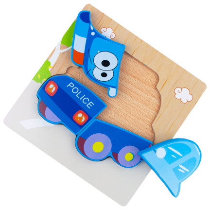 TG50030 dřevěné kostky, vzdělávací skládačka, puzzle, montessori figurky, policie, auto