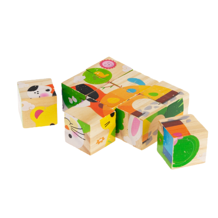 TG50032 dřevěné puzzle, skládačka se zvířátky 6 v 1 – zoo