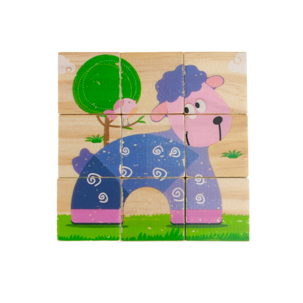 TG50032 dřevěné puzzle, skládačka se zvířátky 6 v 1 – zoo