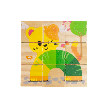 TG50032 dřevěné puzzle, skládačka se zvířátky 6 v 1 – zoo